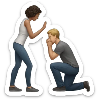 Man kneeling in front of woman sticker