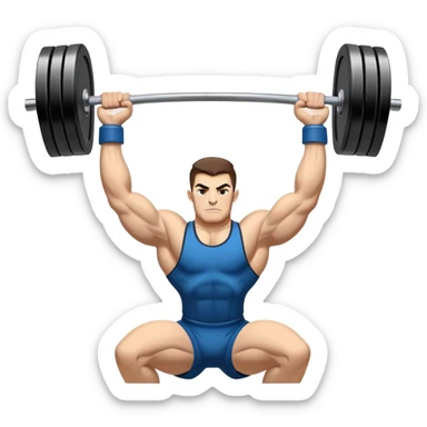 Powerlifting emblem featuring a stylized barbell with heavy weights on each side, flanked by muscular arms gripping the bar. The design is bold and dynamic, symbolizing strength and determination. The background is minimal, focusing on the emblem itself, with a sleek and professional look.  sticker