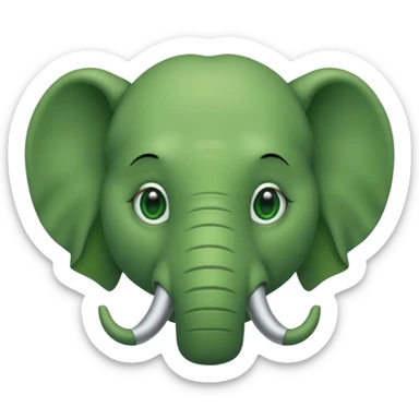 A green head with a green elephant nose sticker