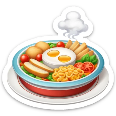 delicious food plate with steam sticker