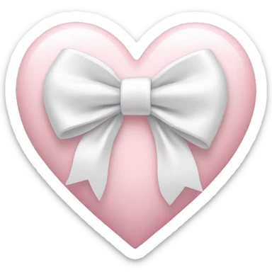 Pastel pink heart with white bow sticker