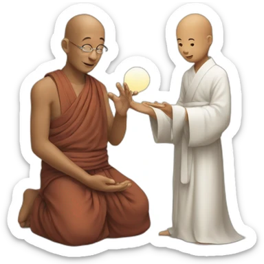 Monk and baba teaching about ai sticker