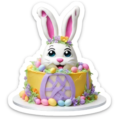 beautifully decorated 2 tier Easter bunny cake sticker