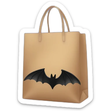 black shopping bag with bat wings sticker