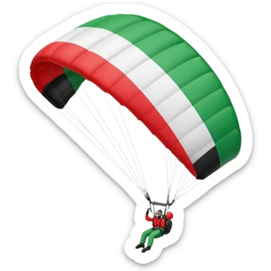 a paraglider flying a palestinian flag wing, respect scrupulously the correct shapes and colours of the palestinian flag, try again sticker