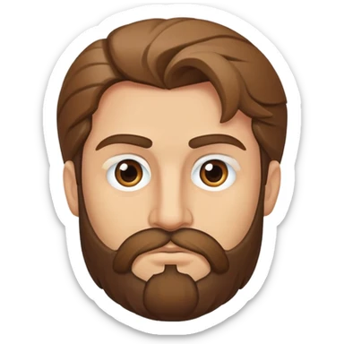 Hazme un hombre moreno con poco pelo en la parte centrar de la cabeza justo 3 pelos con barba pobre y ojos marrones sticker