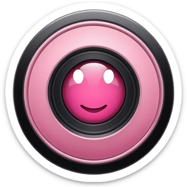 A round camera lens, apple emoji style, minimalist, with highlights, no faces, pink, variant 2 sticker