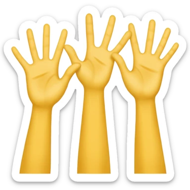 3 yellow hands in the middle about to say hurrah sticker