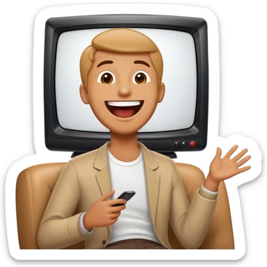 person watching a comedy show on TV sticker