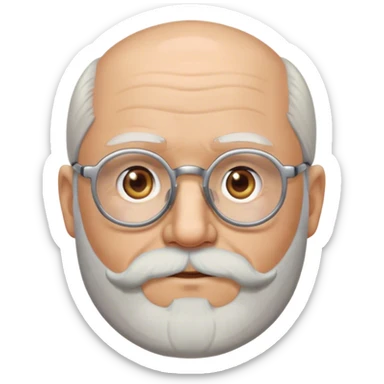 Fat old white man, round glasses, long grey beard, bald with grey hair on the sides sticker
