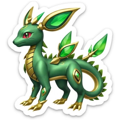Shiny 4-legged Electrike-Rayquaza-Virizion-Zygarde-Leafeon-fusion, full body sticker