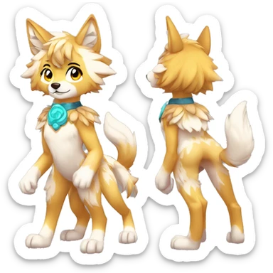 Anthro Colorful Shiny Fionbri-Falvie-sparkle-wolf-sona with wild markings full body sticker
