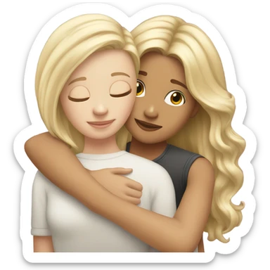 Blonde girl hugging blonde haired girl with blonde highlights sticker
