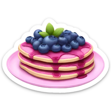 Blueberry pink pancakes on a pink plate  sticker