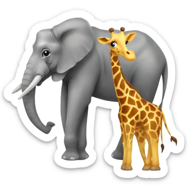 A giraffe on an elephant  sticker