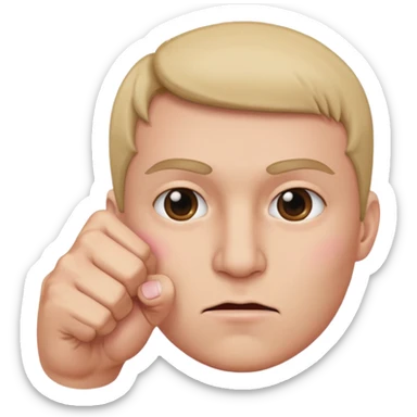 fist with pinky sticking out covering nose on face sticker