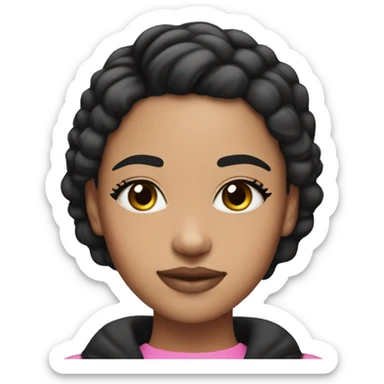 lightskin girl wearing pink with makeup on and black short straight hair sticker