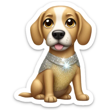 Dog wearing a sparkly dress sticker