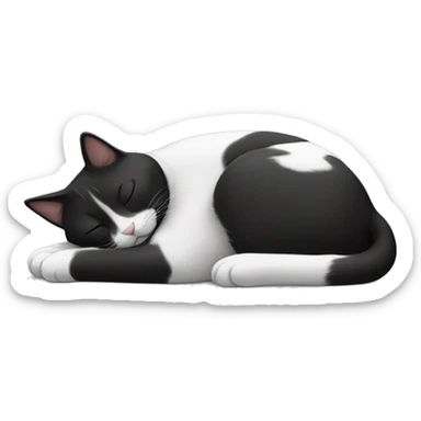 sleeping black and white cat sticker