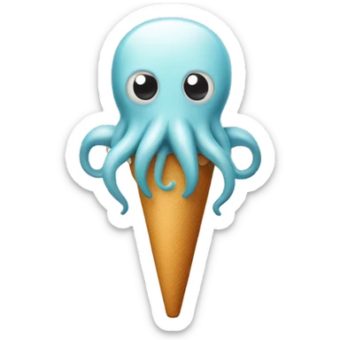 A squid with an ice cream stick sticker