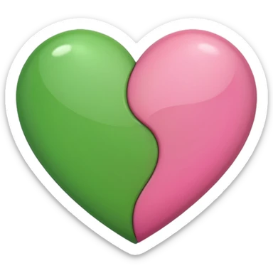 half pink half green heart sticker