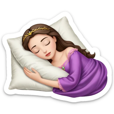 sleeping beauty brunette white girl with a silk pillow sticker