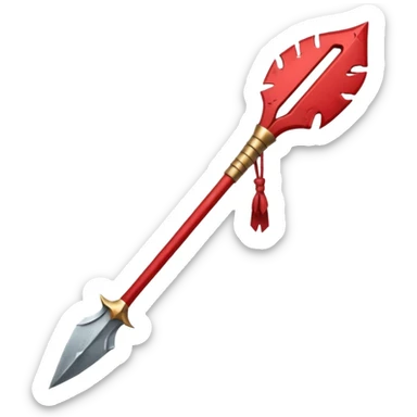 spartan spear, tied with red cloth sticker