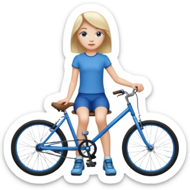 1 girl seating be side of boys bike sticker