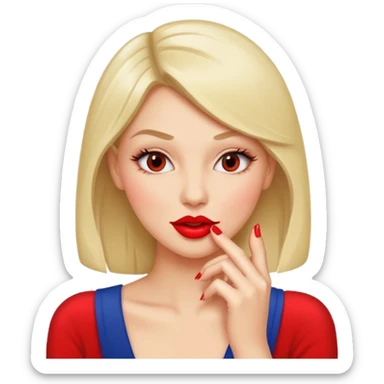 Woman biting her nail ideas a flirty way sticker