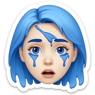 woman with blue paint on her face with surprised expression sticker