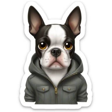 Boston Terrier with Jacket sticker