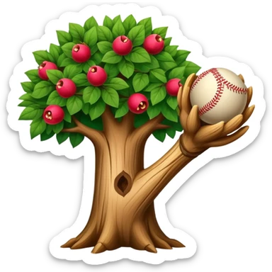 Un tronco con cara y un bate en la mano sticker