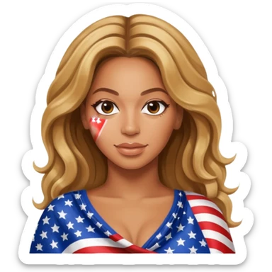 Beyonce with american flag sticker