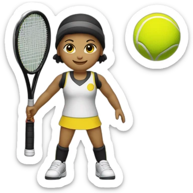 Vecchio signore vestito di nero e giallo gioca stanco con una racchetta da tennis sticker