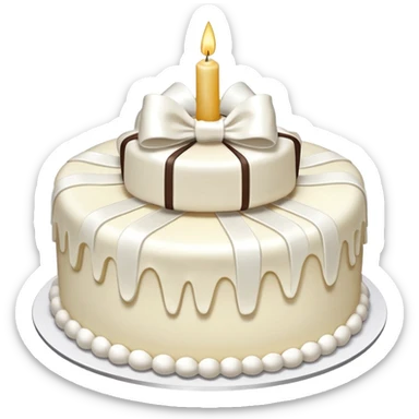 Happy birthday white bow cake glowy sticker