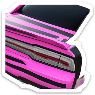Black dodge charger car with pink stripes on the side  sticker