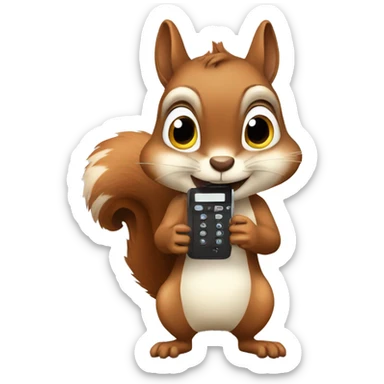 Squirrel with an old phon sticker