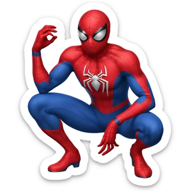 Spiderman crouched pose, mask with white eyes sticker