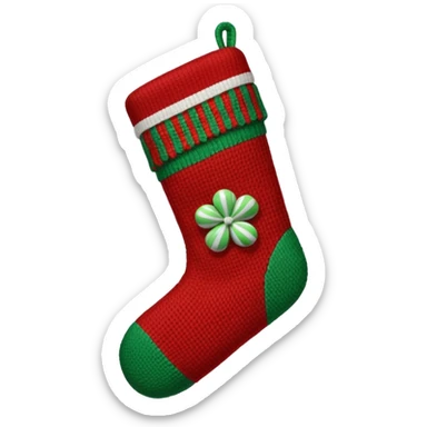 A cozy old-timey Christmas stocking full of vintage toys and candy sticker