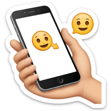 generame un emoji de una mano con un movil y una barra de busqueda encima sticker