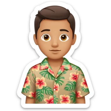 boy with hawaiian shirt sticker