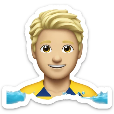 summer olympics water polo blonde boy sticker