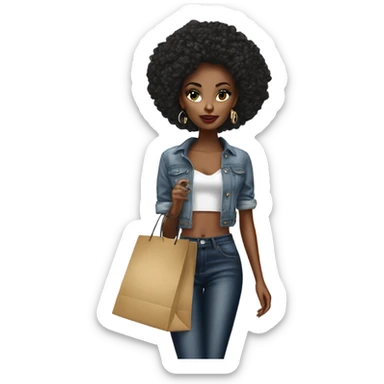 Hyper Realistic beautiful high fashion model shopping  sticker