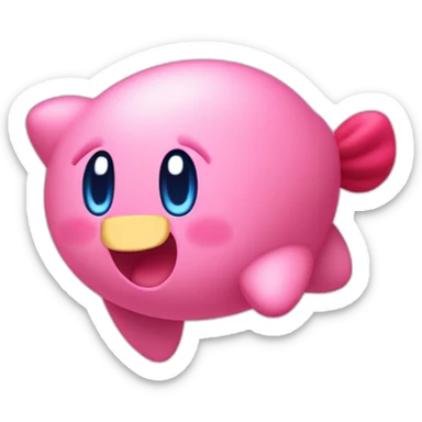 cute happy classic Kirby jumping sticker
