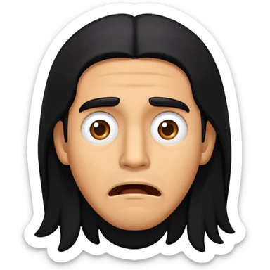 Scared caramel brown Latino man with long black hair sticker