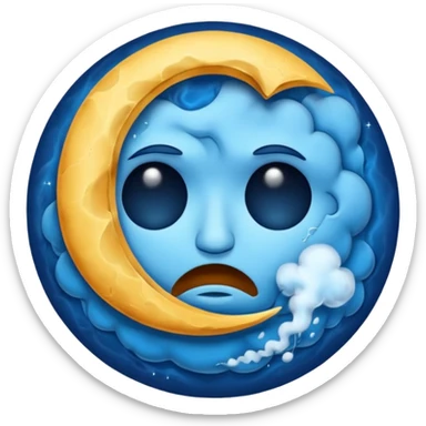 cracked sleepy moon leaking blue dream smoke sticker