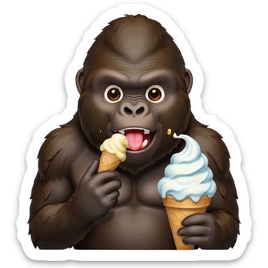 Gorilla eating ice cream sticker