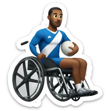 Athlete with a rugby ball in a wheelchair sticker