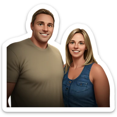 smiling girl with boy sticker