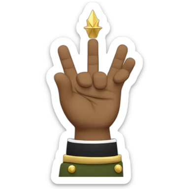 a white king army salute with two hands sticker